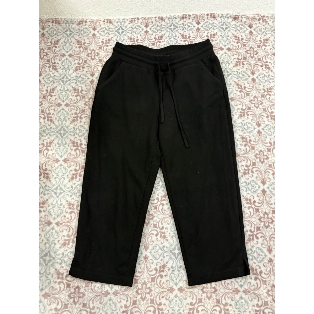 32 Degrees Cool Black Crop Joggers Womens Medium Drawstring Waist Pockets